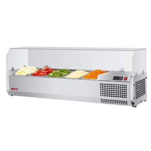 Turbo Air CTST-1200G-N E-Line Countertop Salad Table With Clear Hood 47-1/4"W