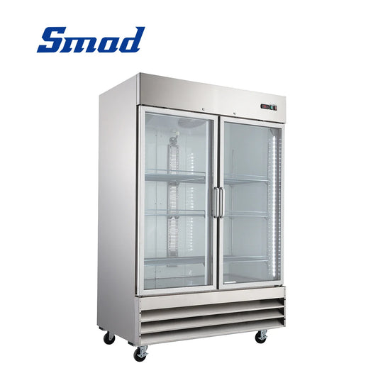 Smad 54" Commercial Freezer with 2-Layer Thicked Glass Door 47 Cu.Ft Reach-in Freezer Upright Display Freezer with Lock for Bar