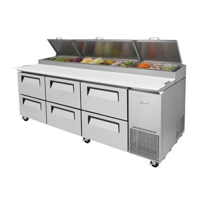 Turbo Air TPR-93SD-D6-N Super Deluxe Pizza Prep Table 31.0 Cu. Ft. (12) 1/3 Size Pans